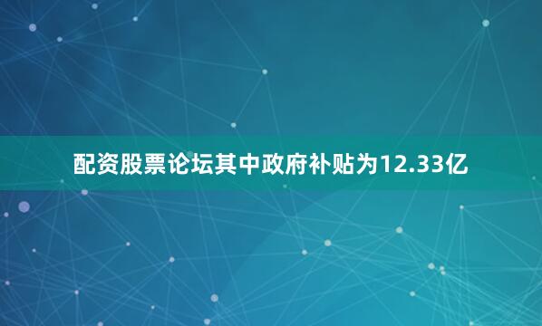 配资股票论坛其中政府补贴为12.33亿